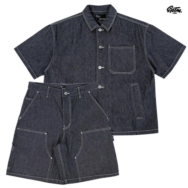 【30%OFF】EPTM エピトミ セットアップ 上下セット デニム ジーンズ シャツ 半袖 ショー...