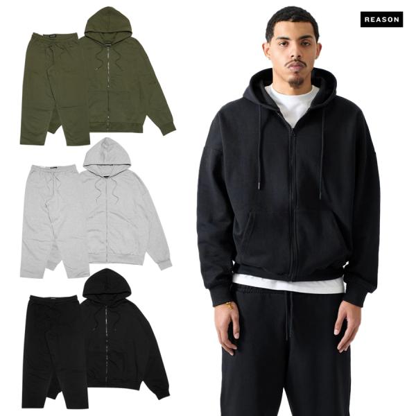 REASON CLOTHING リーズン ジップアップ フード スウェット セットアップ パーカー ...