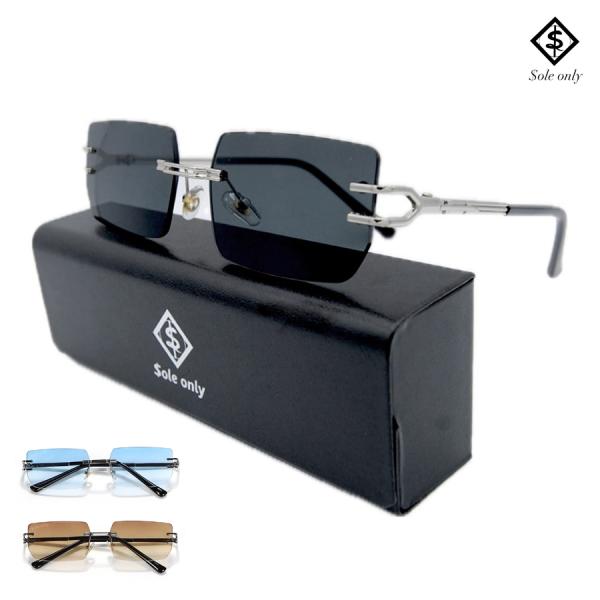 $OLE ONLY サングラス リムレス ブラック ブルー ブラウン メガネ アイウエア RIMLE...