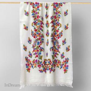 InDream アーリ刺繍ストール 白 ホワイト 大判 おしゃれ 着物ショール 冷房対策 ギフト 誕生日 プレゼント 女性 60代 70代