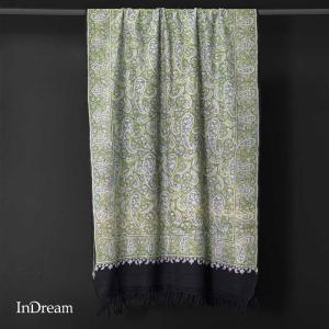 InDream アーリ刺繍ストール 黒 グリーン 大判  ギフト おしゃれ 着物ショール 母の日 ギフト 誕生日 プレゼント 50代 60代 70代｜indream