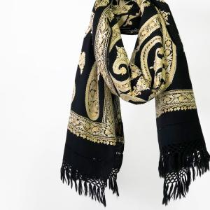 InDream アーリ刺繍ストール 黒 アイボ...の詳細画像3