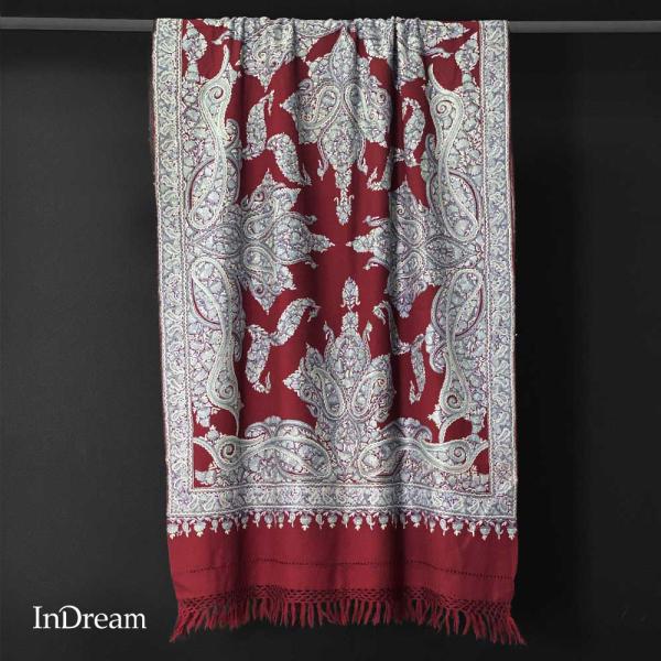 InDream アーリ刺繍ストール 大判 赤  ギフト おしゃれ 着物ショール  クリスマス ギフト...