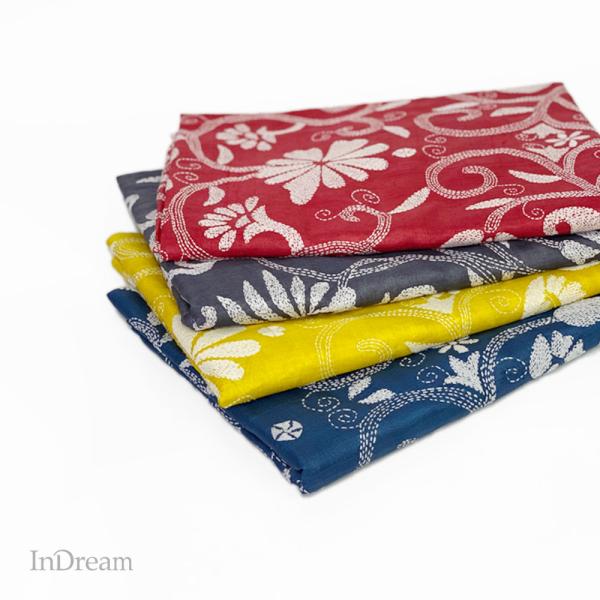 InDream 刺繍ストール カンタ 85×250cm インテリア スカーフ シルク 刺し子 インテ...