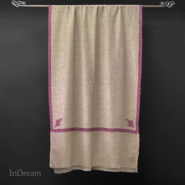 InDream ソズニ刺繍ストール パシュミナ 70cm巾 ダークベージュ カシミヤ 着物ショール ...