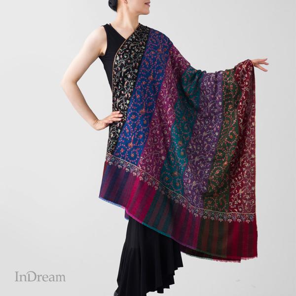 InDream ソズニ刺繍ストール パシュミナ 100cm巾 ミックス01 カシミヤ カシミール 着...