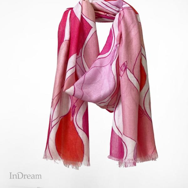 PASHMA パシュマ ストール シルクカシミヤ 赤 レッド ピンク 還暦祝い マフラー 春  クリ...