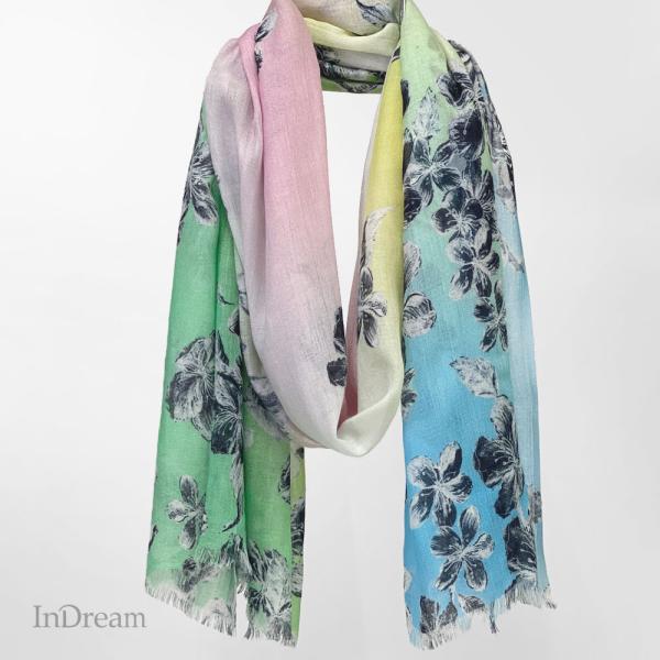 PASHMA パシュマ ストール シルクカシミヤ マフラー カラフル フラワー   クリスマス ギフ...
