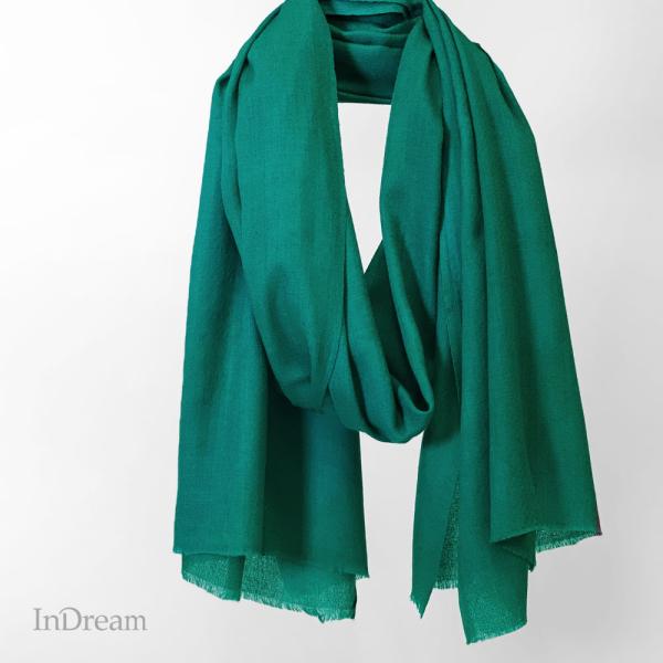 InDream シルクウール ストール 大判 70cmx200cm  グリーン 薄手   クリスマス...
