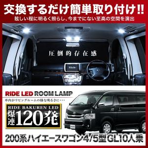 ☆グランドハイエース・グランビア他用 純正ルームランプ加工品 グランドハイエース ルームランプ LED RIDE 54発 6点 ドア片開き [H11