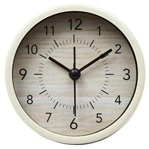 不二貿易 置き時計 直径9cm ナチュラル 目覚まし アラーム機能付き スイープ 連続秒針 静音 ゾーイ 99076