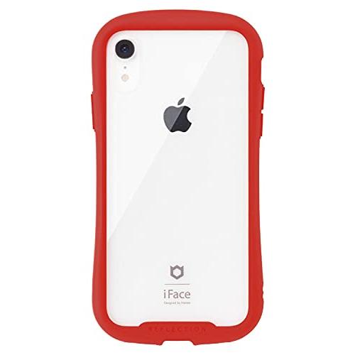 iFace Reflection iPhone XR ケース クリア 強化ガラス (レッド)