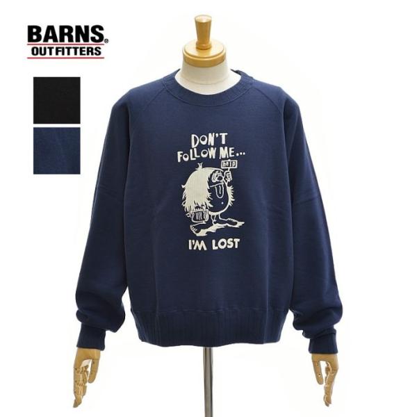 バーンズ BR-25437 プリント　スウェット トレーナー メンズ BARNS OUT FITTE...