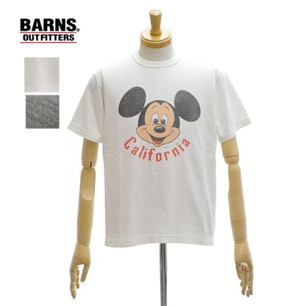 バーンズ BR-26183 ミッキーマウス Tシャツ 吊り編み天竺 プリントTシャツ 半袖 丸首 メ...