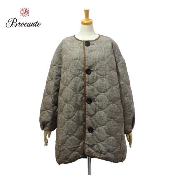 ブロカント 38-0291X コクーンシルエット グレンチェック キルティング コート Brocan...