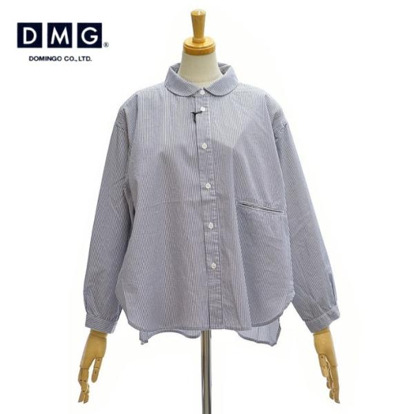 DMG 16-781X コットン コーマストライプ ラウンドカラー シャツ レディース ドミンゴ [...