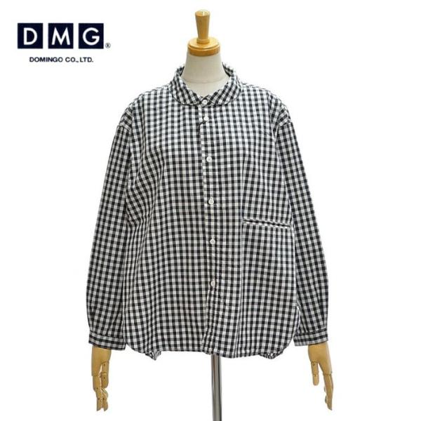 DMG 16-791X コットン タイプライターチェック ラウンドカラー シャツ レディース ドミン...