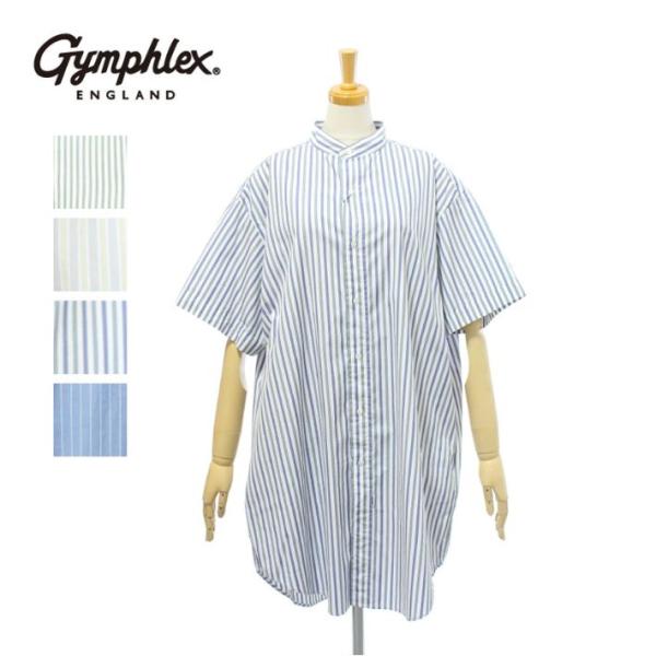 ジムフレックス GY-B0160MUL 半袖 バンドカラー チュニック マルチストライプ レディース...