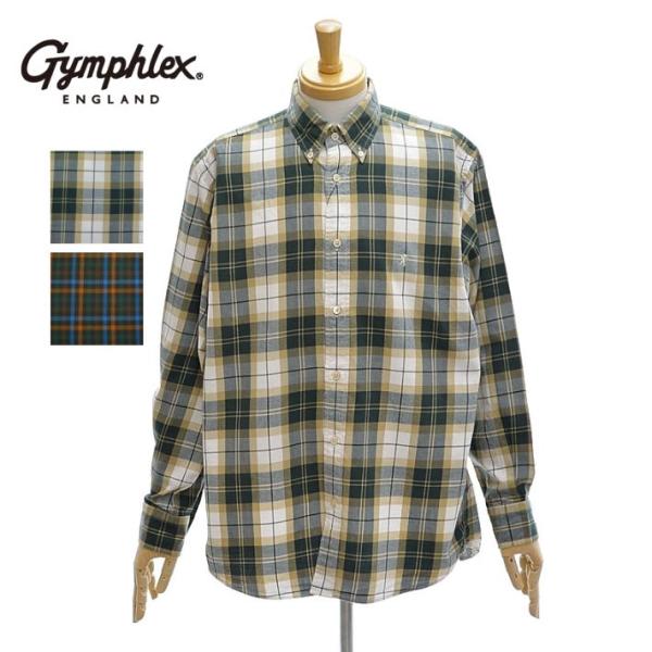 ジムフレックス GY-B0196CTE コットンテンセル 起毛ツイル チェック 長袖 ボタンダウン ...