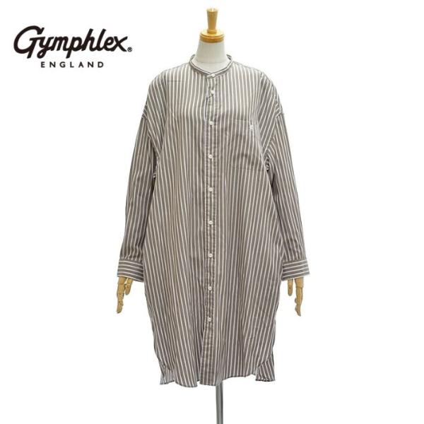 ジムフレックス コットンストライプ バンドカラー シャツ ワンピース GY-G0064MTS レディ...