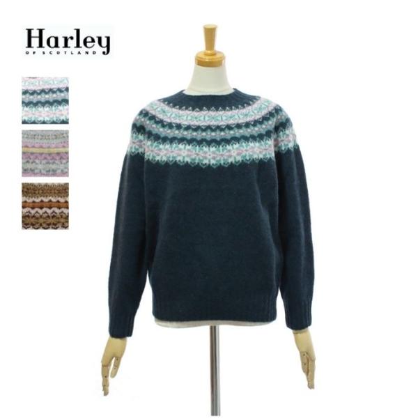 ハーレーオブスコットランド L4827/7 シェットランドセーター 雪柄 ノルディック柄 クルーネッ...