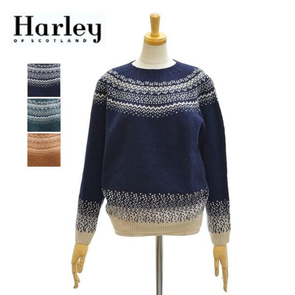 ハーレーオブスコットランド L5113/7 シェットランドセーター 雪柄 ノルディック柄 クルーネッ...