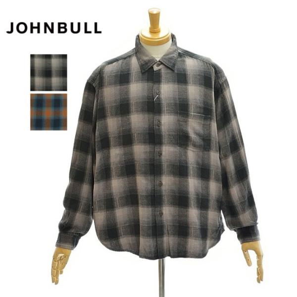 ジョンブル JM254S04 ガーメントダイ ネル オンブレー チェック 長袖 シャツ メンズ Jo...