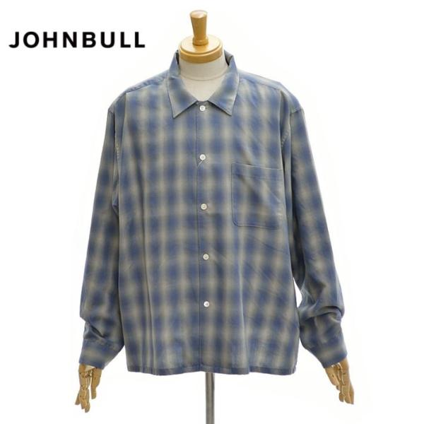 ジョンブル JM261S02 オンブレーチェック レギュラーカラー 長袖 シャツ メンズ Johnb...