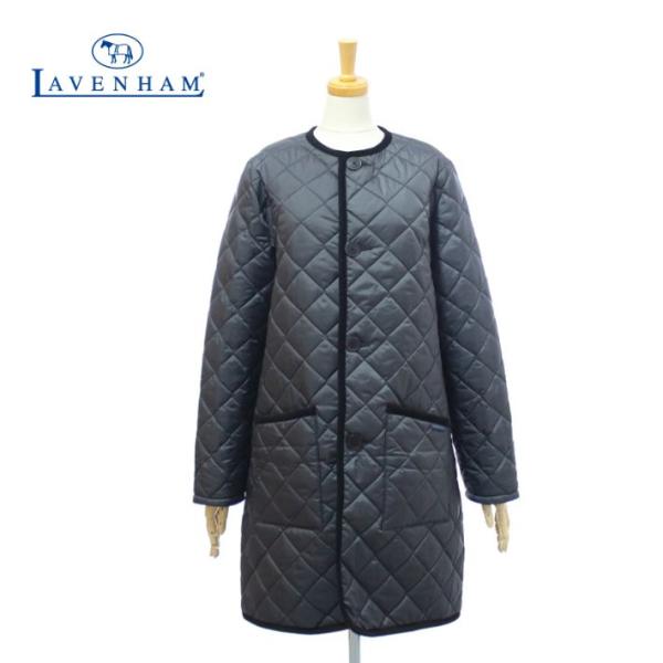 ラベンハム ロングライン ラウンドカラーコート SLJ2106 ブラック LONGLINE ROUN...