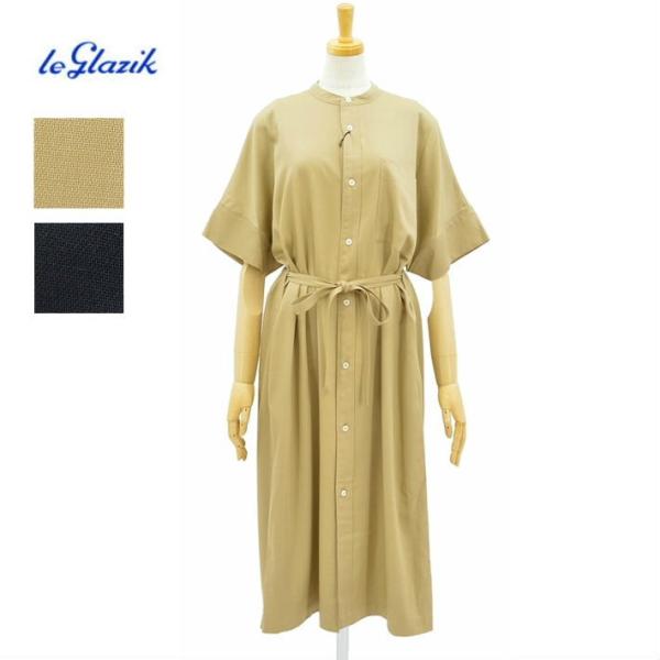 ル グラジック JL-3742RPT R/Peツイル バンドカラー 4分袖 ワンピース レディース ...