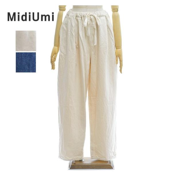 ミディウミ ワイドタック テーパード デニムパンツ ハイウエスト ジーンズ 1-760136 レディ...