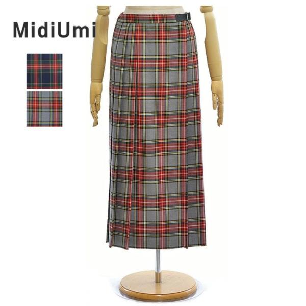 ミディウミ スカート ロングスカート プリーツスカー チェック柄 4-769719 レディース Mi...