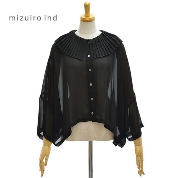ミズイロインド 2-230117 プリーツカラー ワイドシャツ レディース mizuiro ind　...
