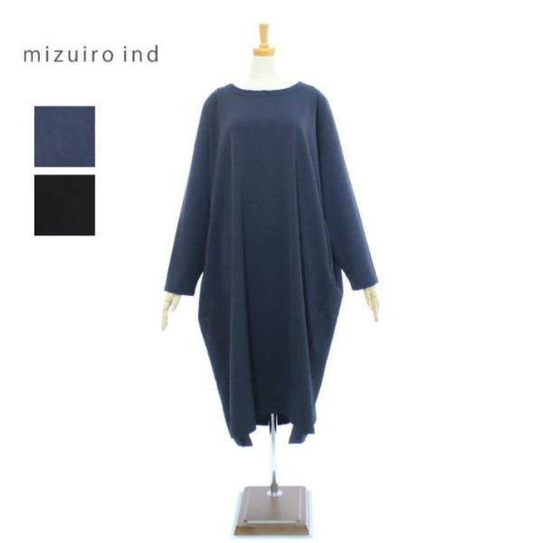 ミズイロインド クルーネック ロングワンピース 3-250063 レディース mizuiro ind