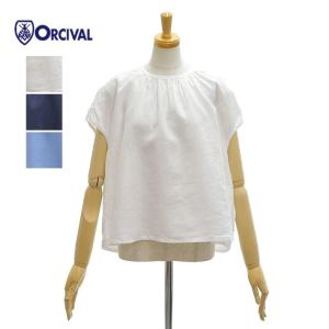 オーチバル・オーシバル リネンクロス パフスリーブ プルオーバー ブラウス 半袖 OR-B0263YLM レディース ORCIVAL [メール便可]｜infinity