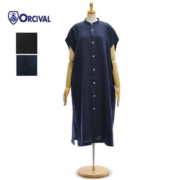 オーチバル・オーシバル OR-G0094YLM リネン フレンチスリーブ シャツワンピース レディー...