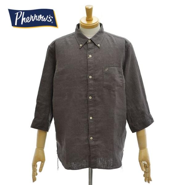 フェローズ P7BD1 ボタンダウン リネン シャツ ワンポイント 7分袖 メンズ PHERROW'...