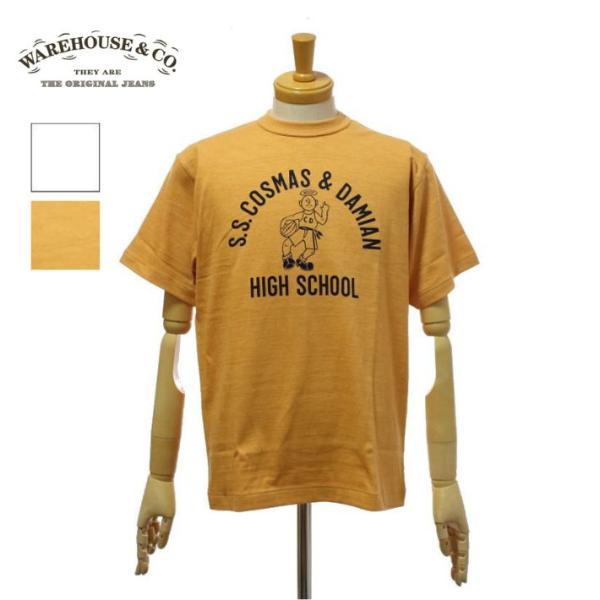 ウエアハウス Lot.4601「S.S.COSMAS＆DAMIAN」Tシャツ クルーネック 半袖 ノ...