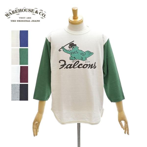ウエアハウス Lot 4800「FALCONS」7分袖 ベースボールTシャツ メンズ WAREHOU...