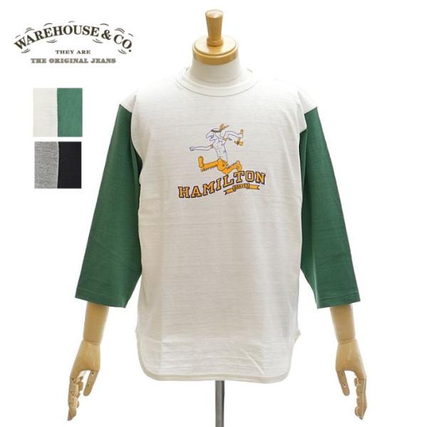 ウエアハウス Lot 4800「HAMILTON」7分袖 ベースボールTシャツ メンズ WAREHO...
