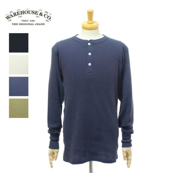 ウエアハウス Lot.5904 4本針ヘンリーネックワッフル 長袖Tシャツ メンズ WAREHOUS...