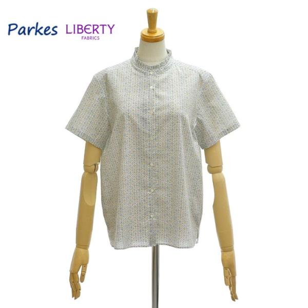 パークス PH2522024 リバティ スタンドフリル レギュラーシャツ 半袖 ブラウス レディース...