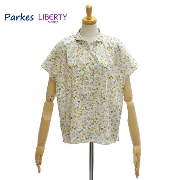 パークス PH2522027 リバティ 丸襟 スキッパーシャツ 半袖ブラウス レディース Parke...
