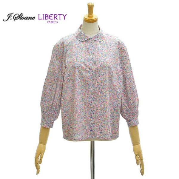 ジェイスローアン SH2521027 リバティ ラウンドカラー ボリュームスリーブ 7分袖 ブラウス...