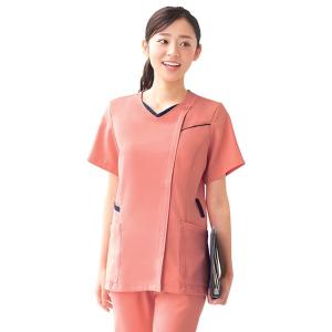 制電ストレッチギャバ　ＰＨＳポケット付前開きスクラブ