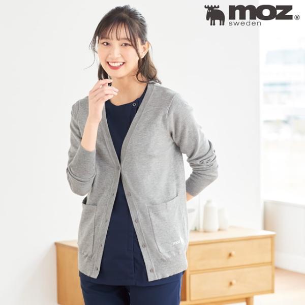 ナースカーディガン 看護師 白衣 医療 介護 事務 受付 レディース アンファミエ　[moz]ロゴ刺...