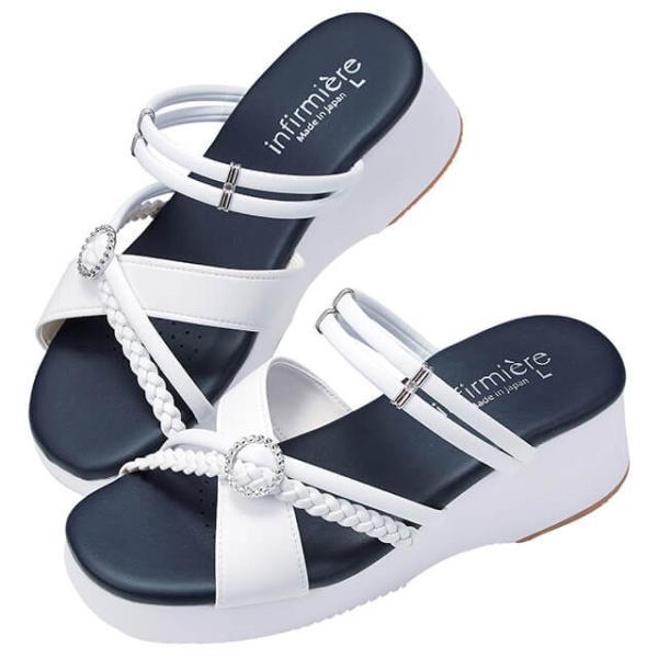 ナースサンダル疲れにくい 黒 白 レディース 女性 医療用 歯科医 エステ アンファミエ　リング編み...