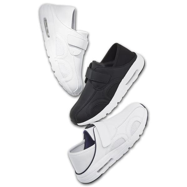 ナースシューズ 白 黒 疲れにくい 靴 アンファミエ　ゴムベルト2WAYエアーシューズ(クッション中...