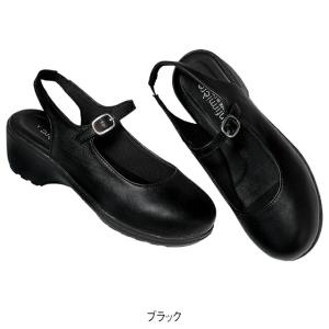 ナースサンダル 疲れにくい 黒 厚底 美脚 ヒ...の詳細画像1