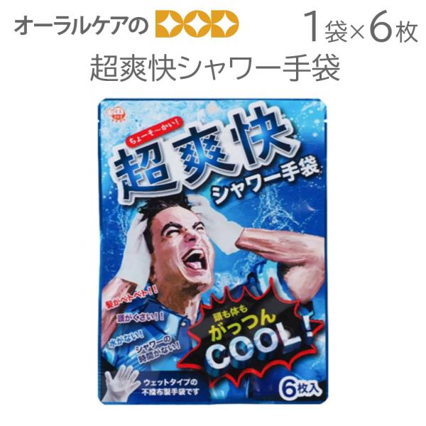超爽快シャワー手袋 6枚入り無香性  手袋シャンプー アウトドア 災害 メール便可 2袋まで 即発送